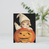  Halloween pompoen en kind briefkaart (Staand voorkant)