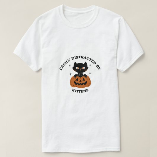 Halloween pompoen en kitten t-shirt (Design voorkant)