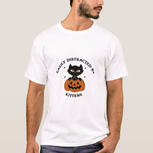 Halloween pompoen en kitten t-shirt