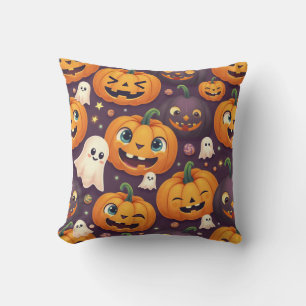 Halloween pompoen en leuke spookvrienden kussen