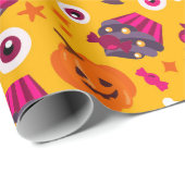 HALLOWEEN POMPOEN EN OOGBOLLEN CADEAUPAPIER (Rol Hoek)