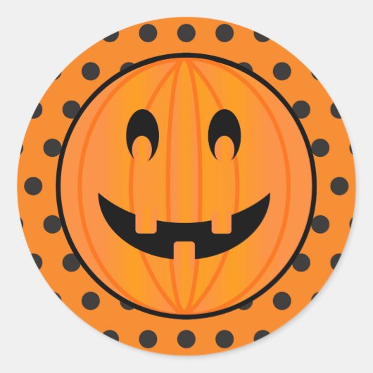 Halloween pompoen en Polka-stippen Ronde Sticker (Voorkant)