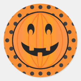 Halloween pompoen en Polka-stippen Ronde Sticker