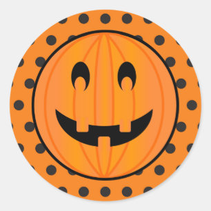 Halloween pompoen en Polka-stippen Ronde Sticker