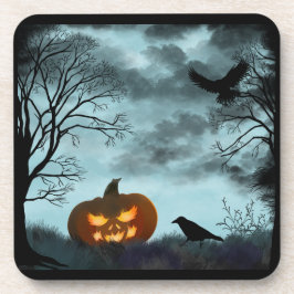 Halloween pompoen en raaf bier onderzetter