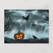 Halloween pompoen en raaf briefkaart (Voorkant)