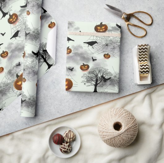 Halloween pompoen en raaf cadeaupapier (Crafts)