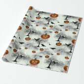Halloween pompoen en raaf cadeaupapier (Uitgerold)