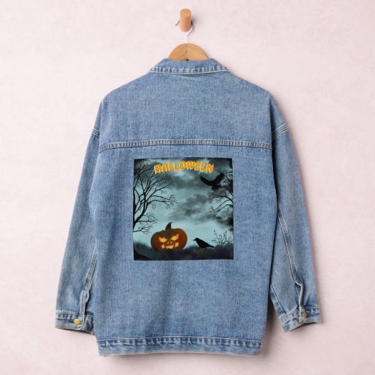 Halloween pompoen en raaf denim jacket (Hangar)