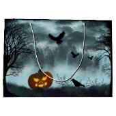 Halloween pompoen en raaf groot cadeauzakje (Achterkant)
