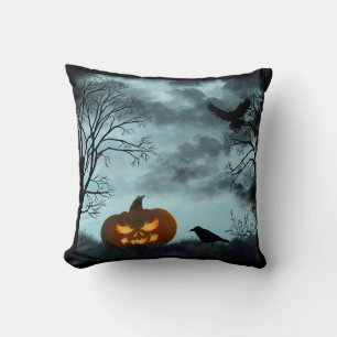 Halloween pompoen en raaf kussen