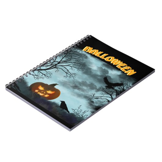 Halloween pompoen en raaf notitieboek (Linkerzijde)