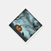 Halloween pompoen en raaf servet (Hoek)