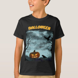 Halloween pompoen en raaf t-shirt