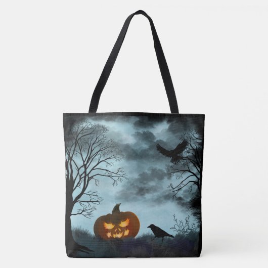 Halloween pompoen en raaf tote bag (Voorkant)