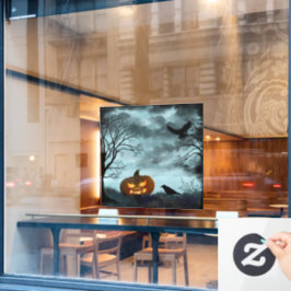 Halloween pompoen en raaf Window Cling Raamsticker
