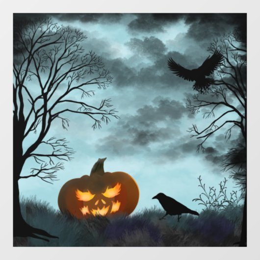 Halloween pompoen en raaf Window Cling Raamsticker (Vel)