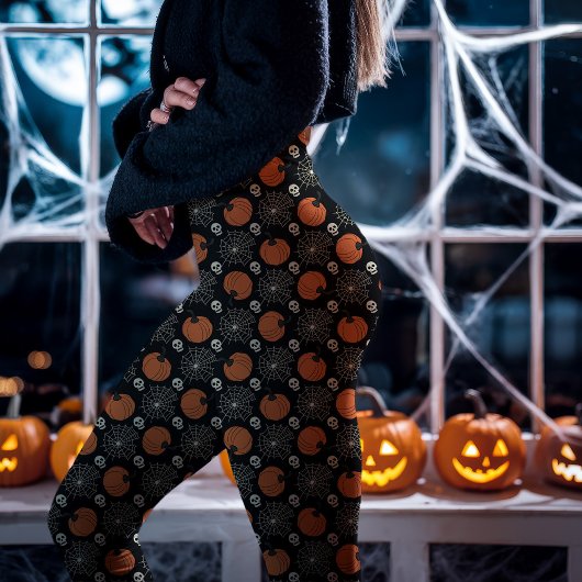 Halloween pompoen en schedel feestelijk leggings
