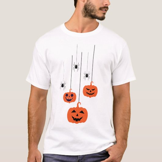 Halloween pompoen en spin kostuums Mannen vrouwen T-shirt (Voorkant)