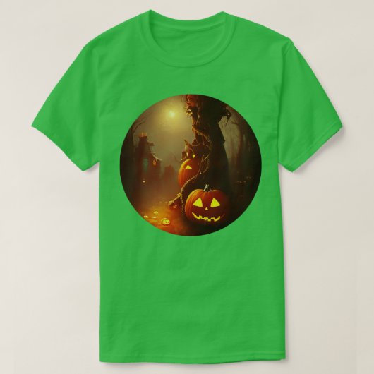 Halloween pompoen en spooky boom t-shirt (Design voorkant)