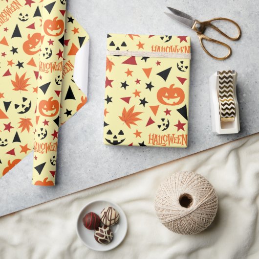 Halloween pompoen en sterren naadloze geschenkverp cadeaupapier (Crafts)