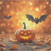 Halloween pompoen en vleermuis sticker (Voorkant)