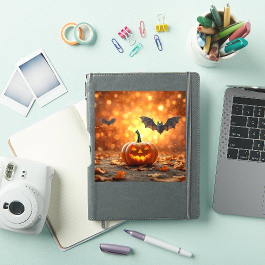 Halloween pompoen en vleermuis sticker (iPad Cover)