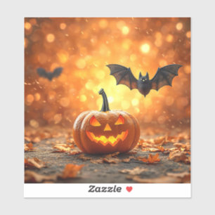 Halloween pompoen en vleermuis sticker