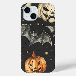 Halloween pompoen en vleermuizen patroon Herfst iPhone 15 Case
