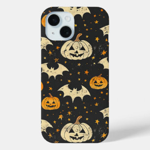 Halloween pompoen en vleermuizen patroon Herfst iPhone 15 Case