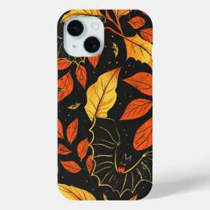 Halloween pompoen en vleermuizen patroon Herfst iPhone 15 Case