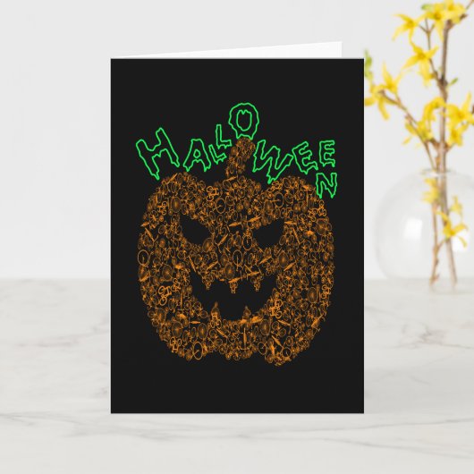 Halloween pompoen eng fiets kaart (Gele Bloem)