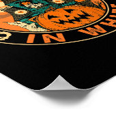 Halloween pompoen eng leuk bewegingsloos in het wi poster (Hoek)