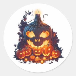 Halloween pompoen eng verhaal ronde sticker
