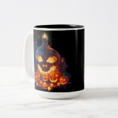 Halloween pompoen eng verhaal tweekleurige koffiemok (Voorkant links)
