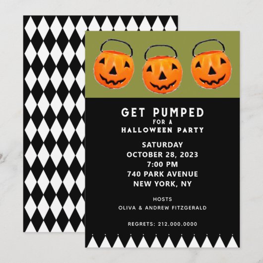 Halloween Pompoen Feest Kaart (Voorkant / Achterkant)