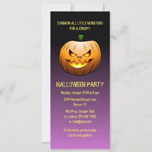 Halloween Pompoen Feest Kaart (Voorkant)