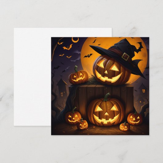 Halloween pompoen feestdagenkaart (Voorkant / Achterkant)