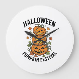 Halloween Pompoen Festival Vintage Jack O Lantern  Grote Klok