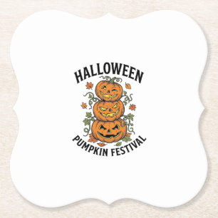 Halloween Pompoen Festival Vintage Jack O Lantern  Kartonnen Onderzetters