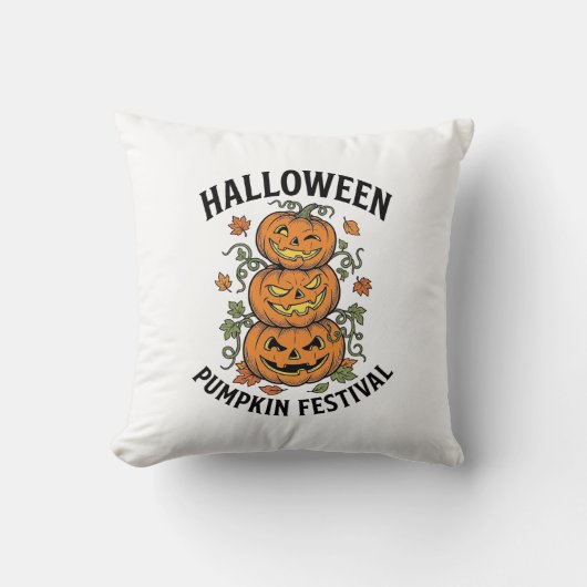 Halloween Pompoen Festival Vintage Jack O Lantern Kussen (Voorkant)