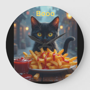 Halloween pompoen friet met ketchup grote klok