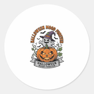 Halloween Pompoen Geest Vintage Gravure Shirt_1 Ronde Sticker