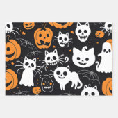 Halloween pompoen geest zwarte kat schedel inpakpapier vel (Voorkant 2)