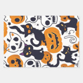 Halloween pompoen geest zwarte kat schedel inpakpapier vel (Voorkant 3)