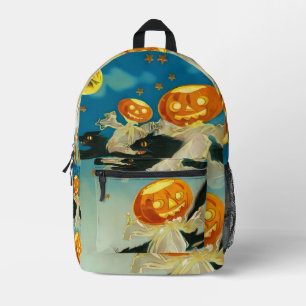 Halloween Pompoen Geesten en Black Cats Bedrukte Rugzak