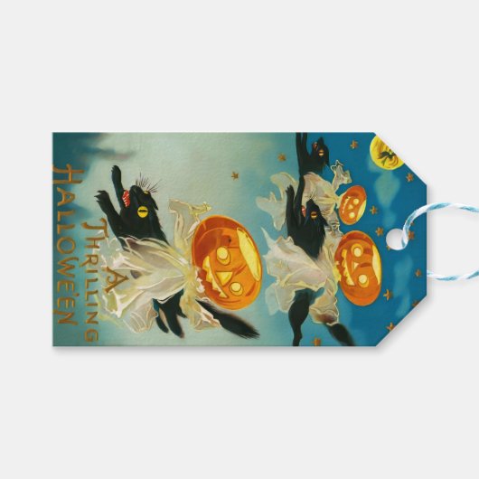  Halloween Pompoen Geesten en Black Cats Cadeaulabel (Voorkant (Horizontaal))