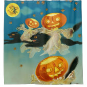  Halloween Pompoen Geesten en Black Cats Douchegordijn (Voorkant)