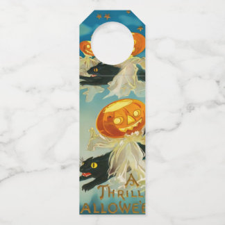Halloween Pompoen Geesten en Black Cats Flessenhanger