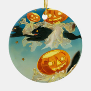 Halloween Pompoen Geesten en Black Cats Keramisch Ornament